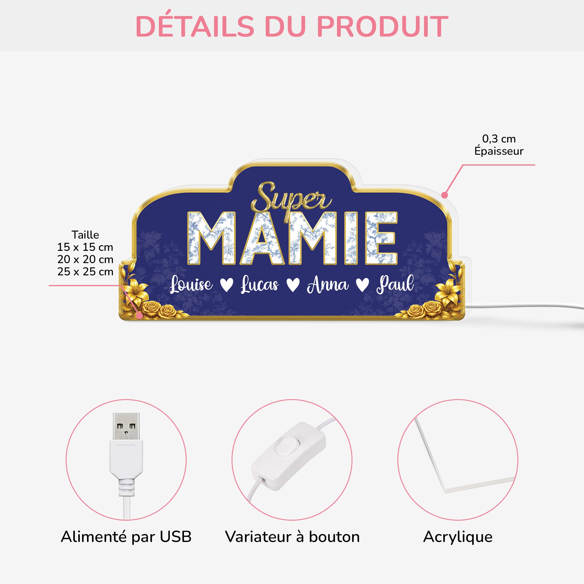 7757LFR2 lightbox personnalisable pour arriere mamie arriere papy cadeau pour arriere grand mere 7757ltlna