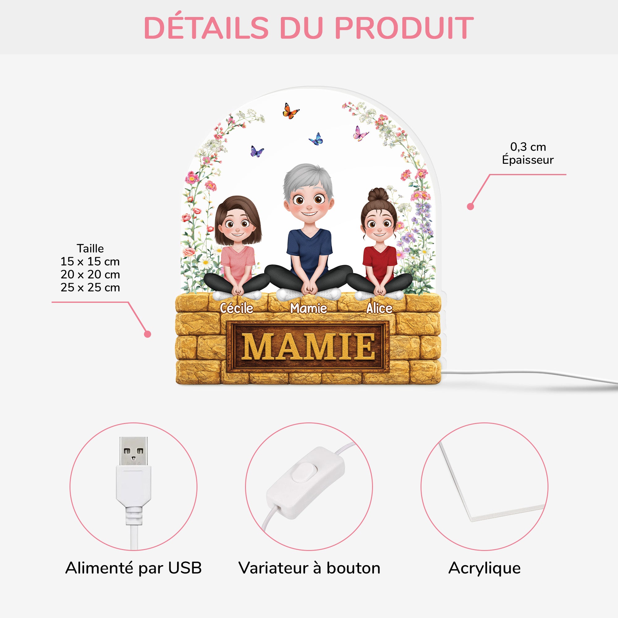 7762LFR2 maman mamie est mon monde lightbox personnalisable 7762l