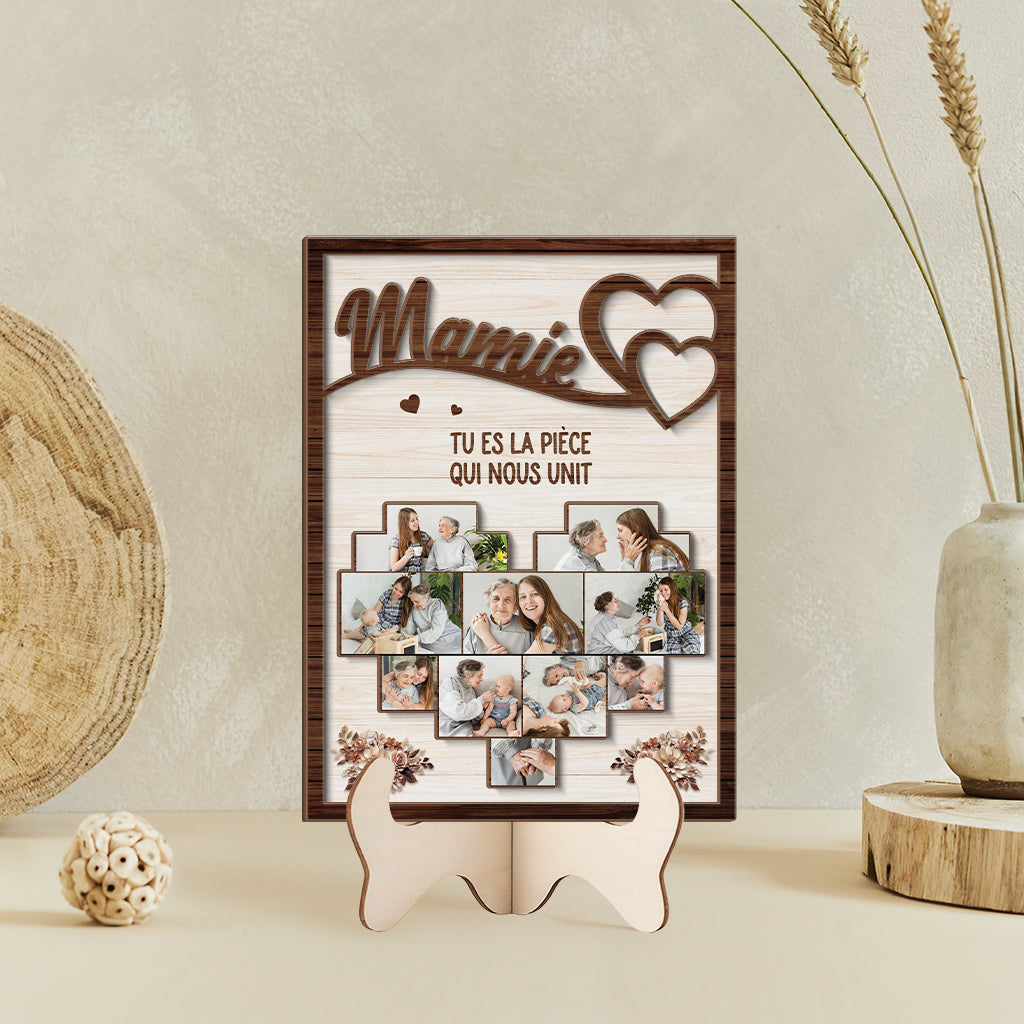 7769QFR2 plaque en bois personnalisee maman mamie la piece qui nous unit 7769q6pma