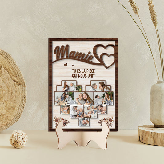 7769QFR2 plaque en bois personnalisee maman mamie la piece qui nous unit 7769q6pma