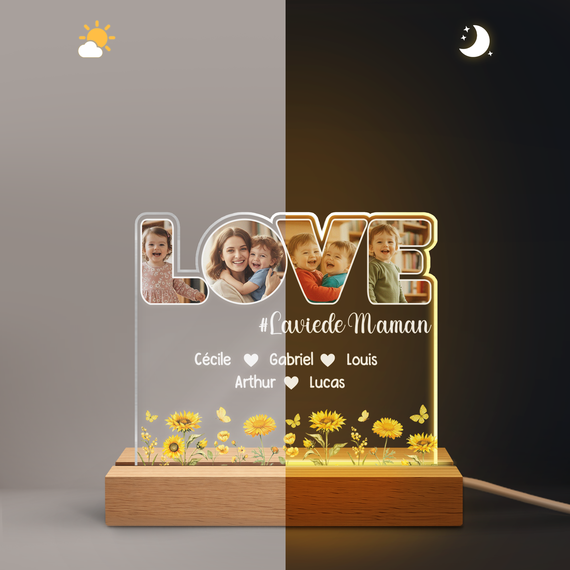 7784LFR5 veilleuse personnalisee avec photo la vie de mamie maman 7784l8pha