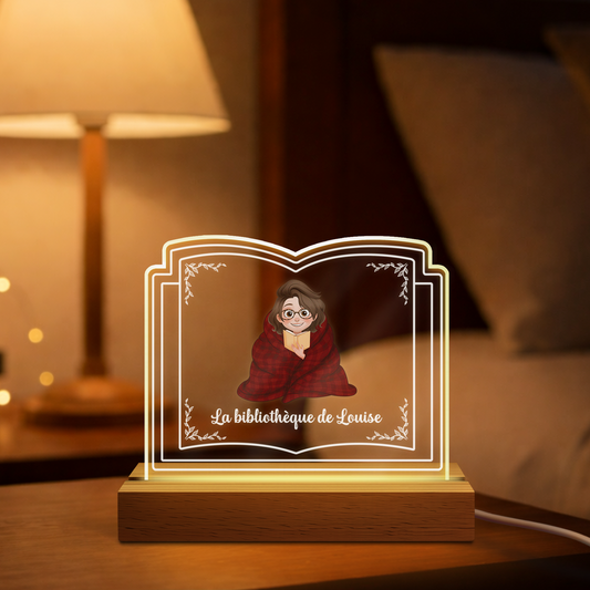 7791LFR1 veilleuse personnalisee pour femmehomme amoureux des livres ma bibliotheque 7791lctha