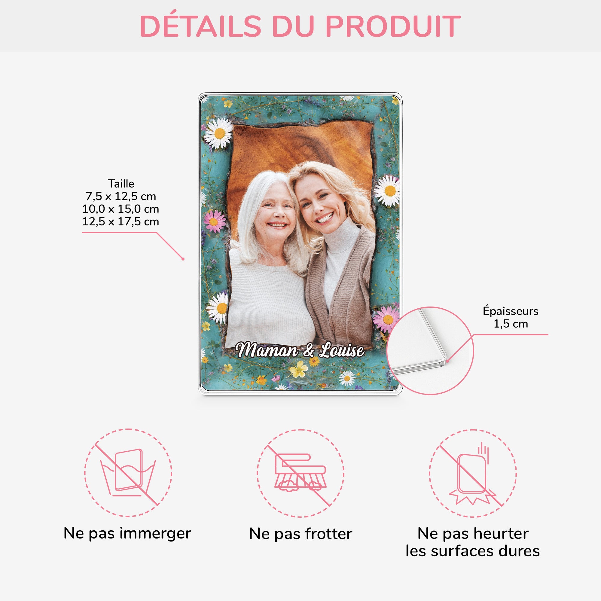 7796RFR3 effet dimpression 3d photo de maman papa plaque en acrylique rectangulaire personnalisee 7796r3qaa