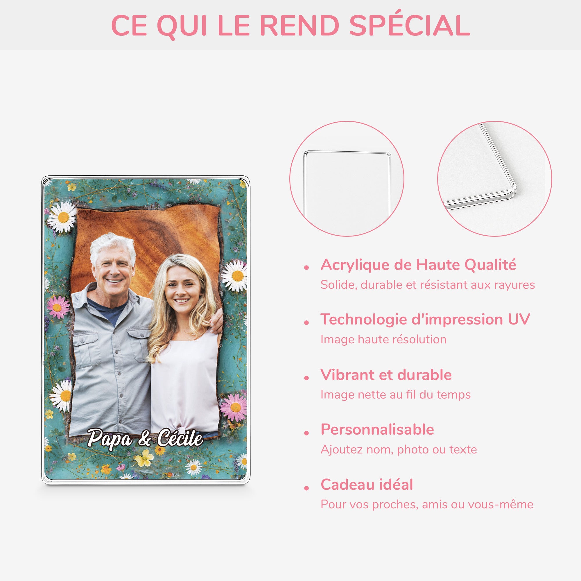 7796RFR4 effet dimpression 3d photo de maman papa plaque en acrylique rectangulaire personnalisee 7796r3qaa