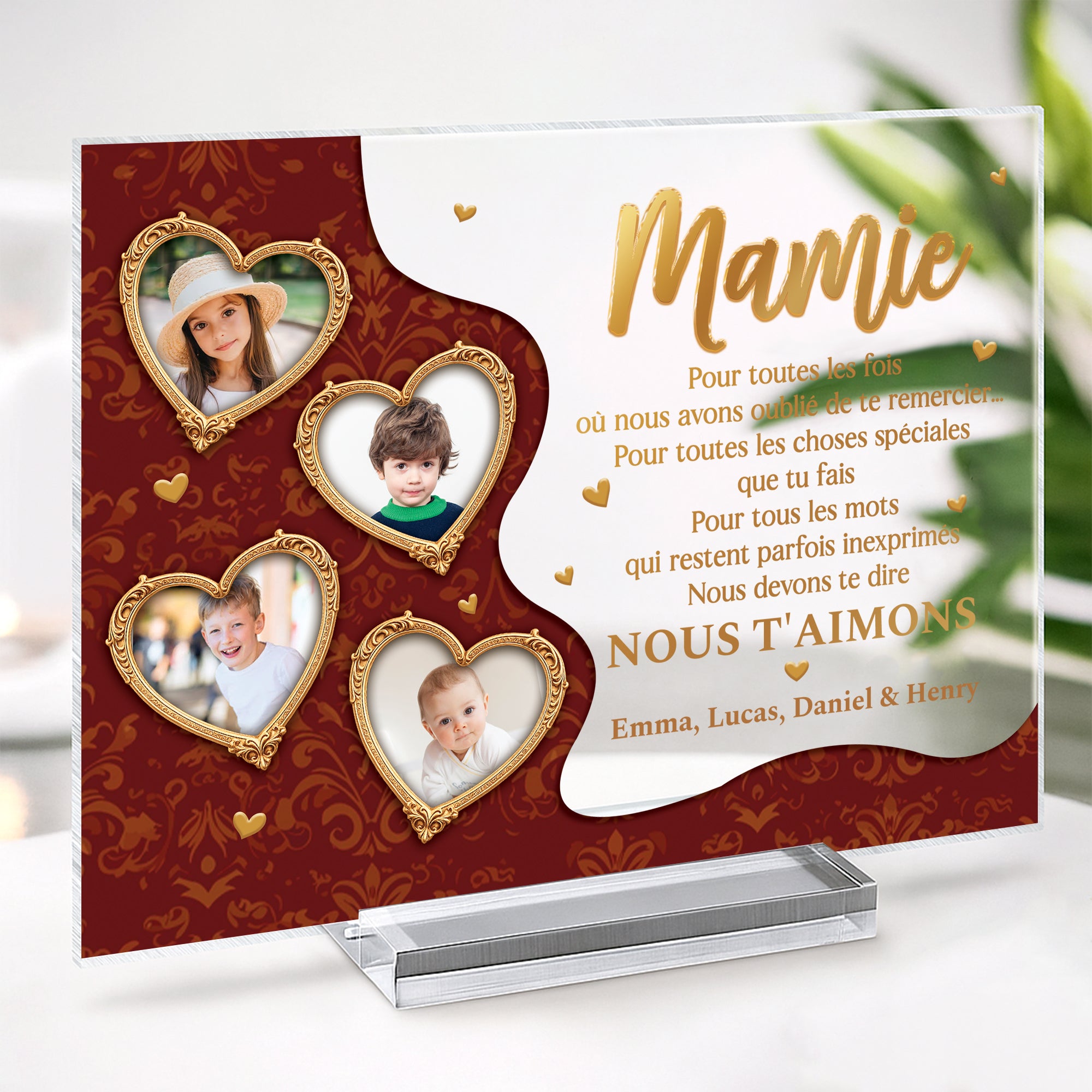 7803RFR2 plaque en acrylique personnalisee photo avec support mamie papy je dois te dire 7803rtpab