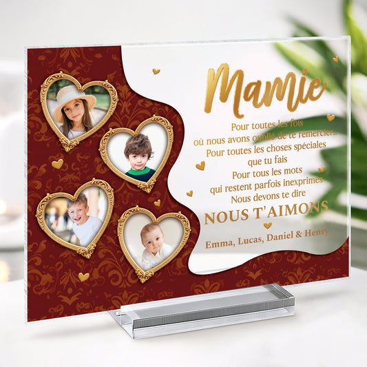 7803RFR2 plaque en acrylique personnalisee photo avec support mamie papy je dois te dire 7803rtpab