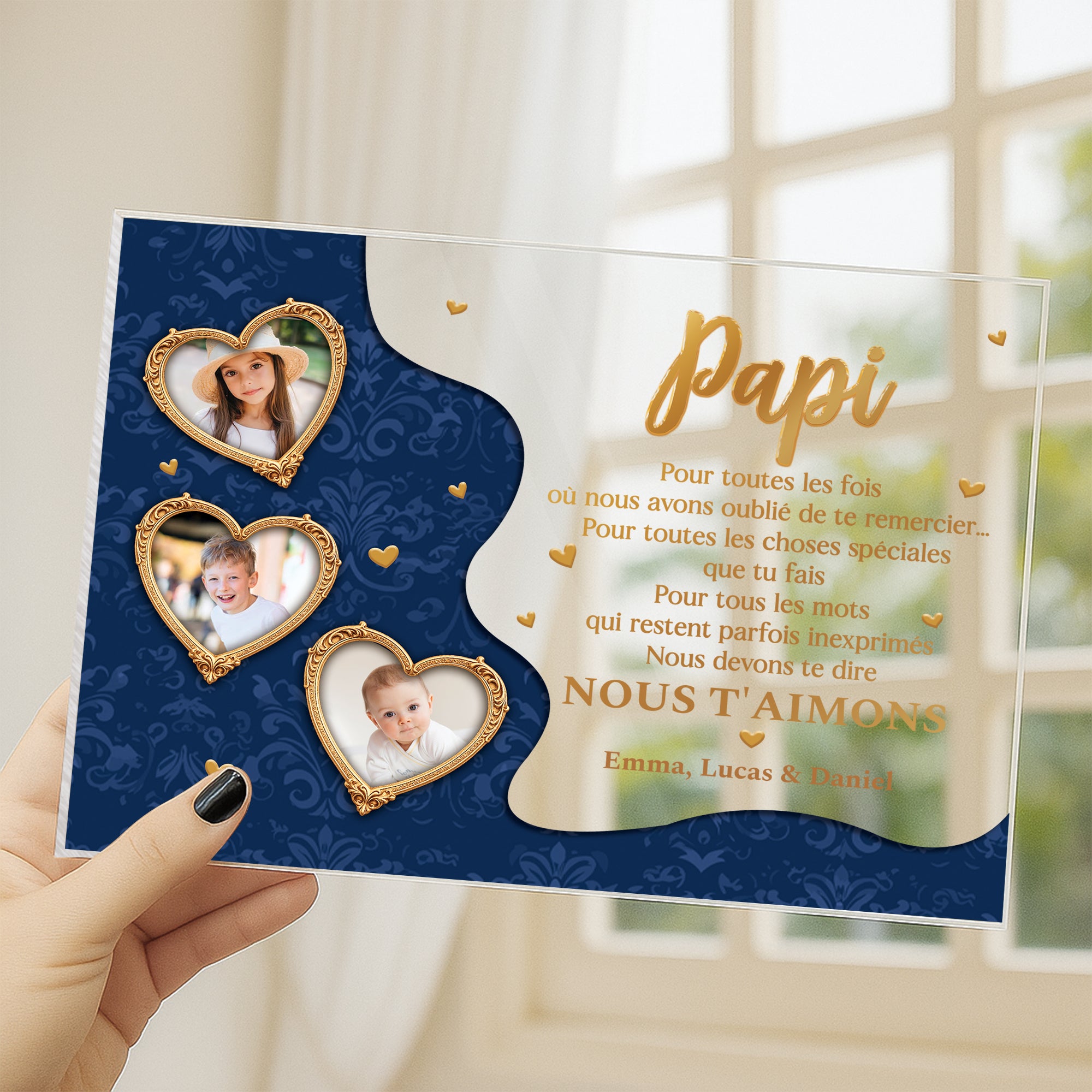 7803RFR3 plaque en acrylique personnalisee photo avec support mamie papy je dois te dire 7803rtpab