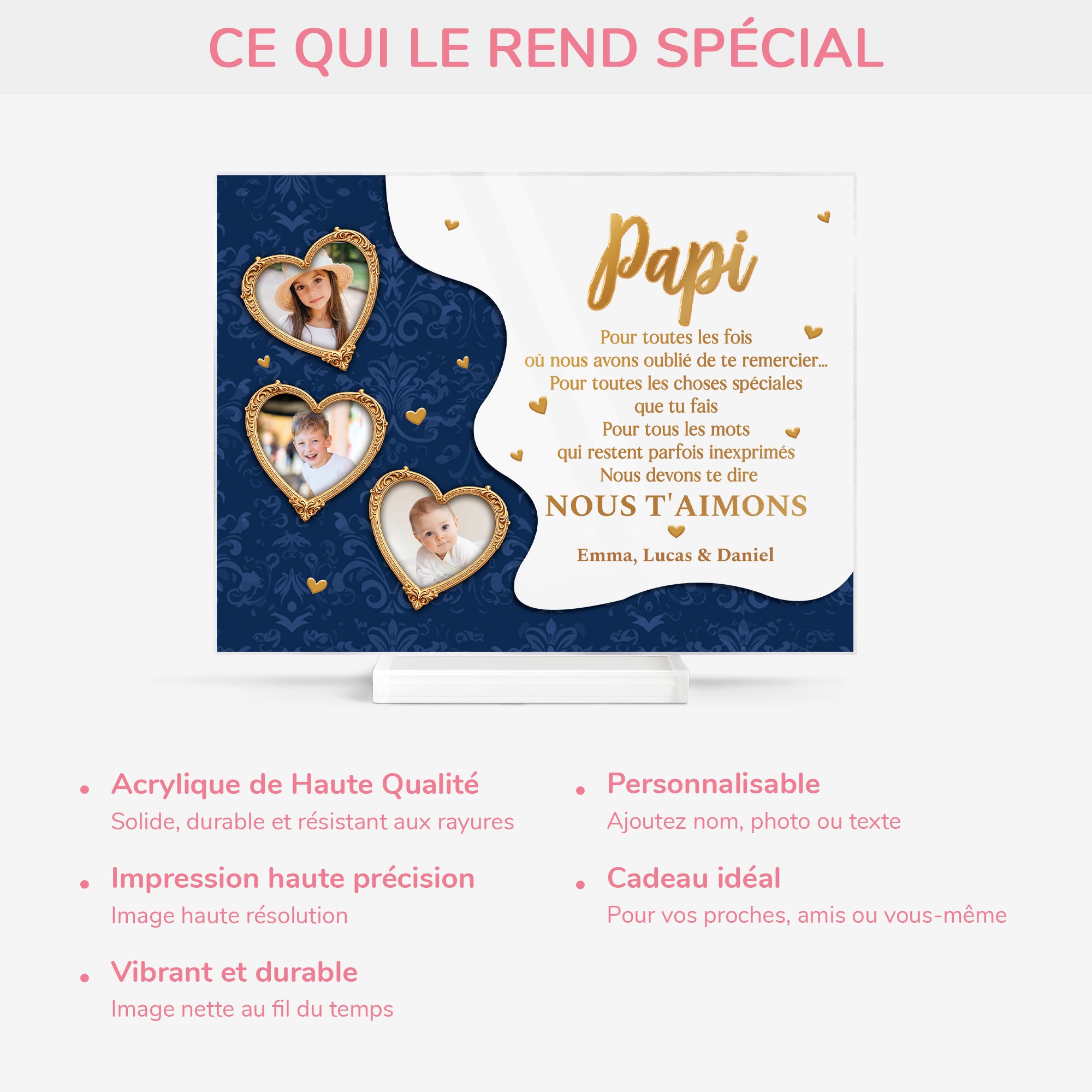 7803RFR5 plaque en acrylique personnalisee photo avec support mamie papy je dois te dire 7803rtpab