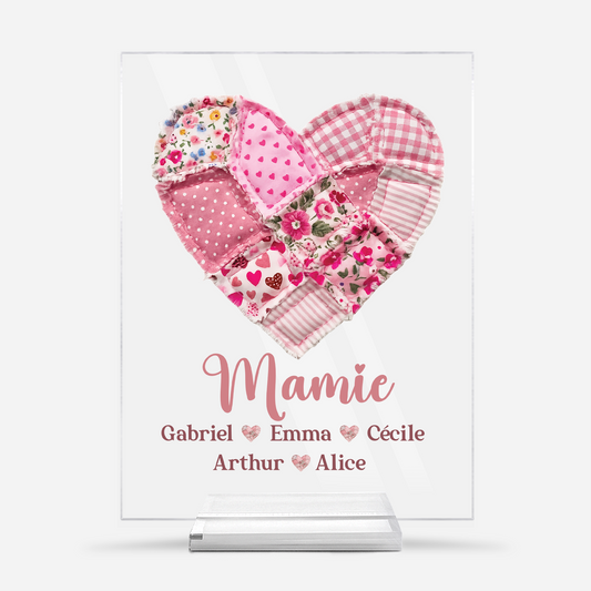 7809RFR1 plaque en acrylique personnalisee avec support amour patchwork de mamie maman 7809r8fca