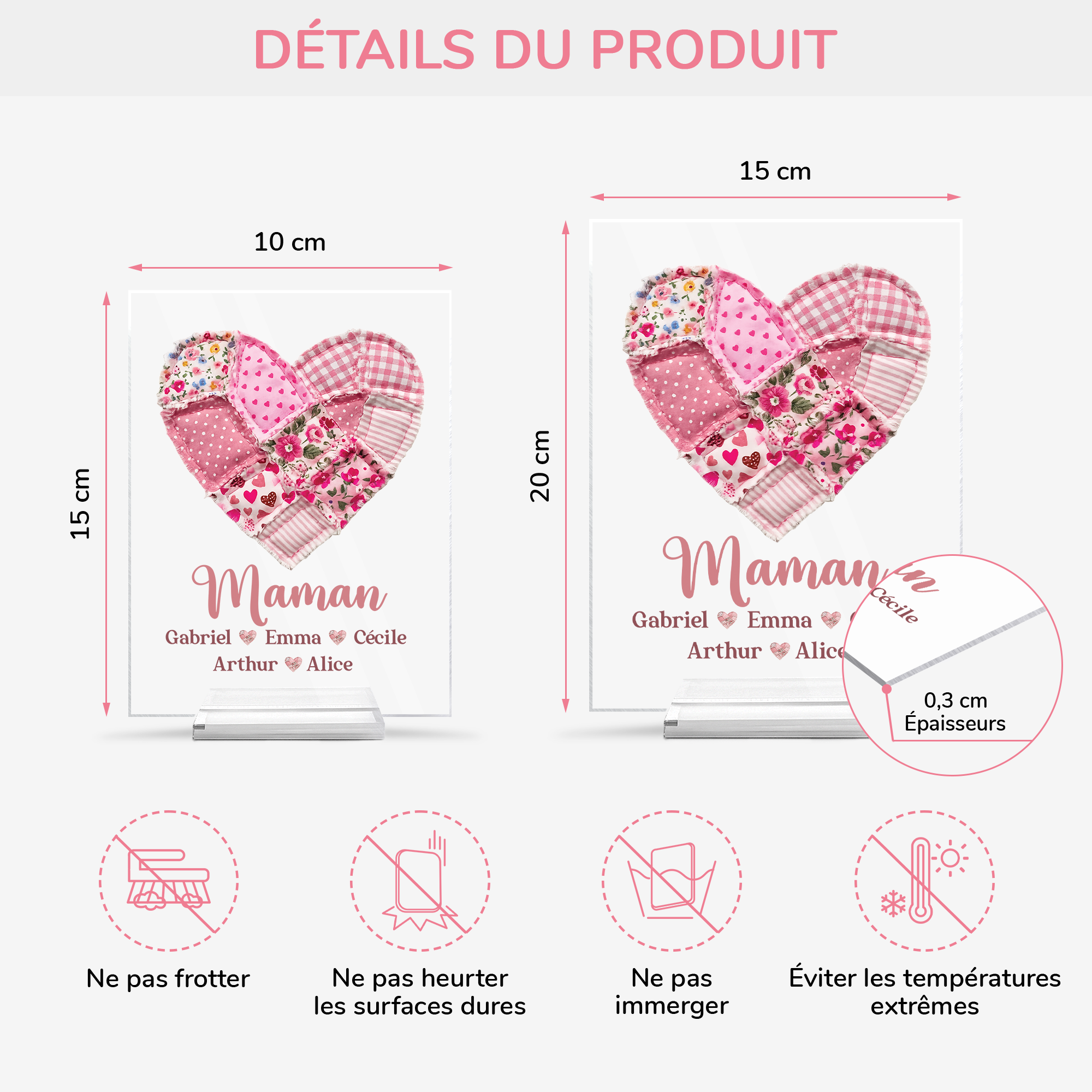 7809RFR4 plaque en acrylique personnalisee avec support amour patchwork de mamie maman 7809r8fca