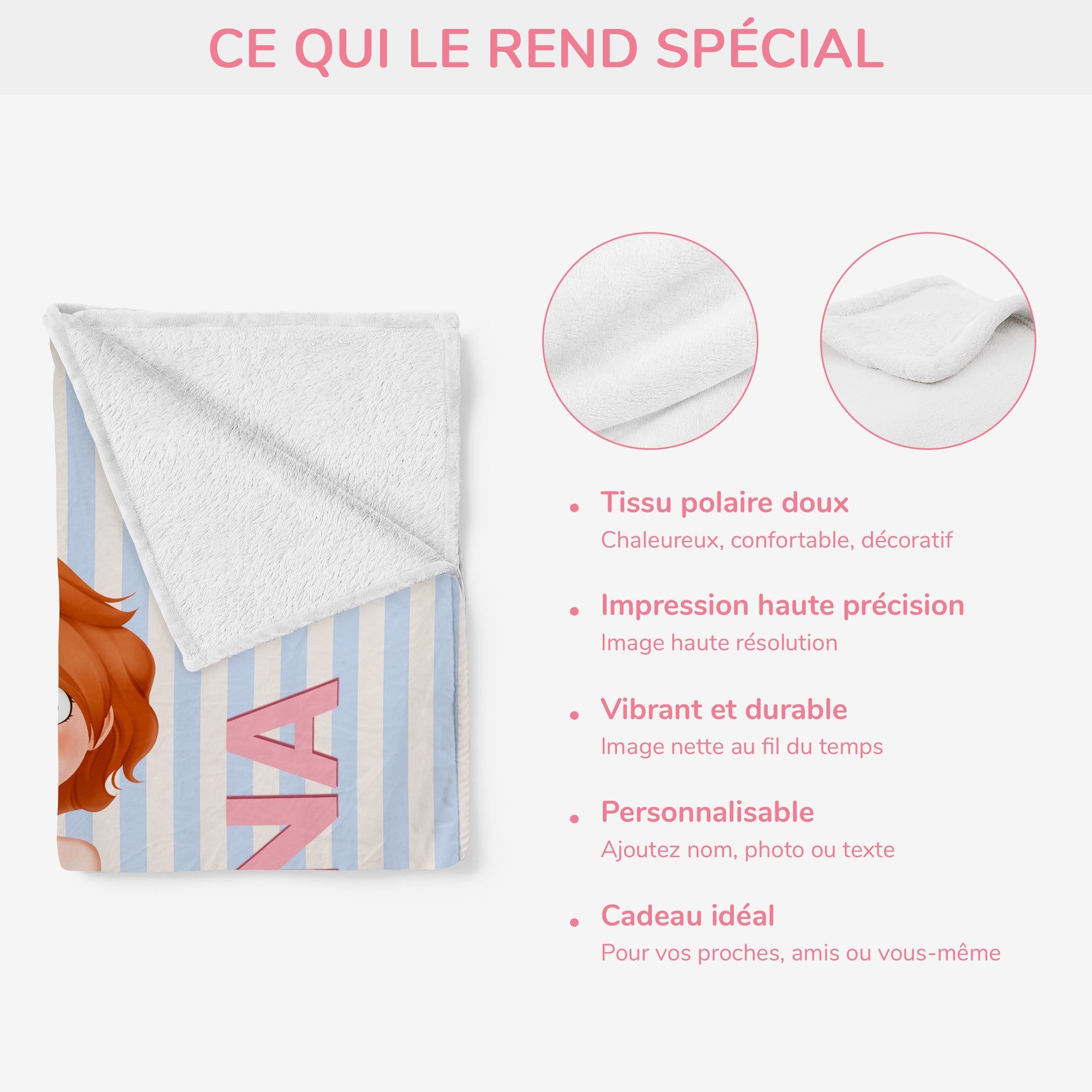 7814BFR4 cadeau pour femme et homme plaid personnalise prenom 7814bcqca