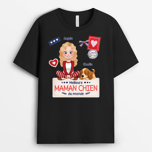 7816AFR1 tee shirt personnalise chien meilleure maman chien du monde 7816acfmc