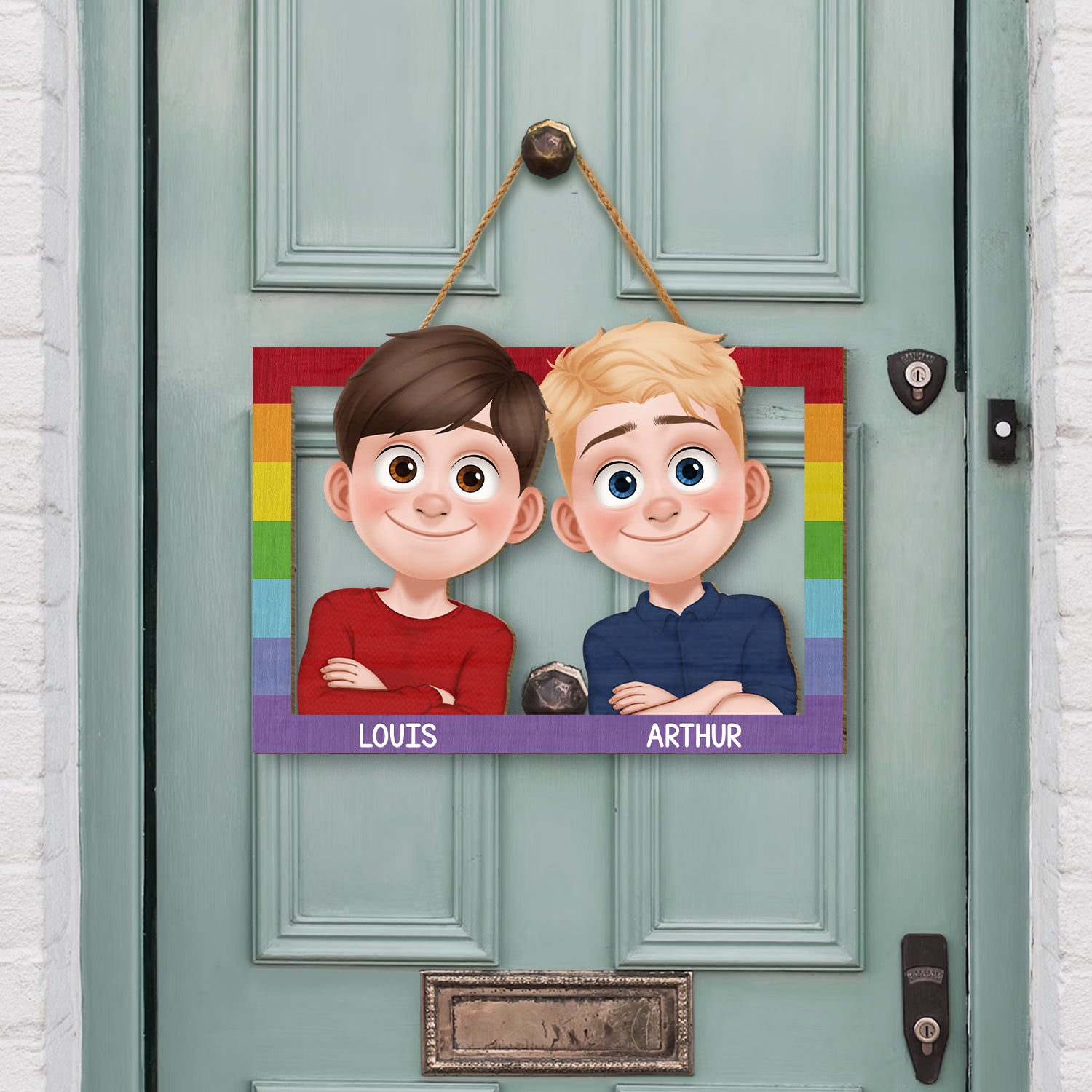 7822QFR2 plaque en bois personnalisee a suspendre couple homosexuel toi et moi 7822q3pmg