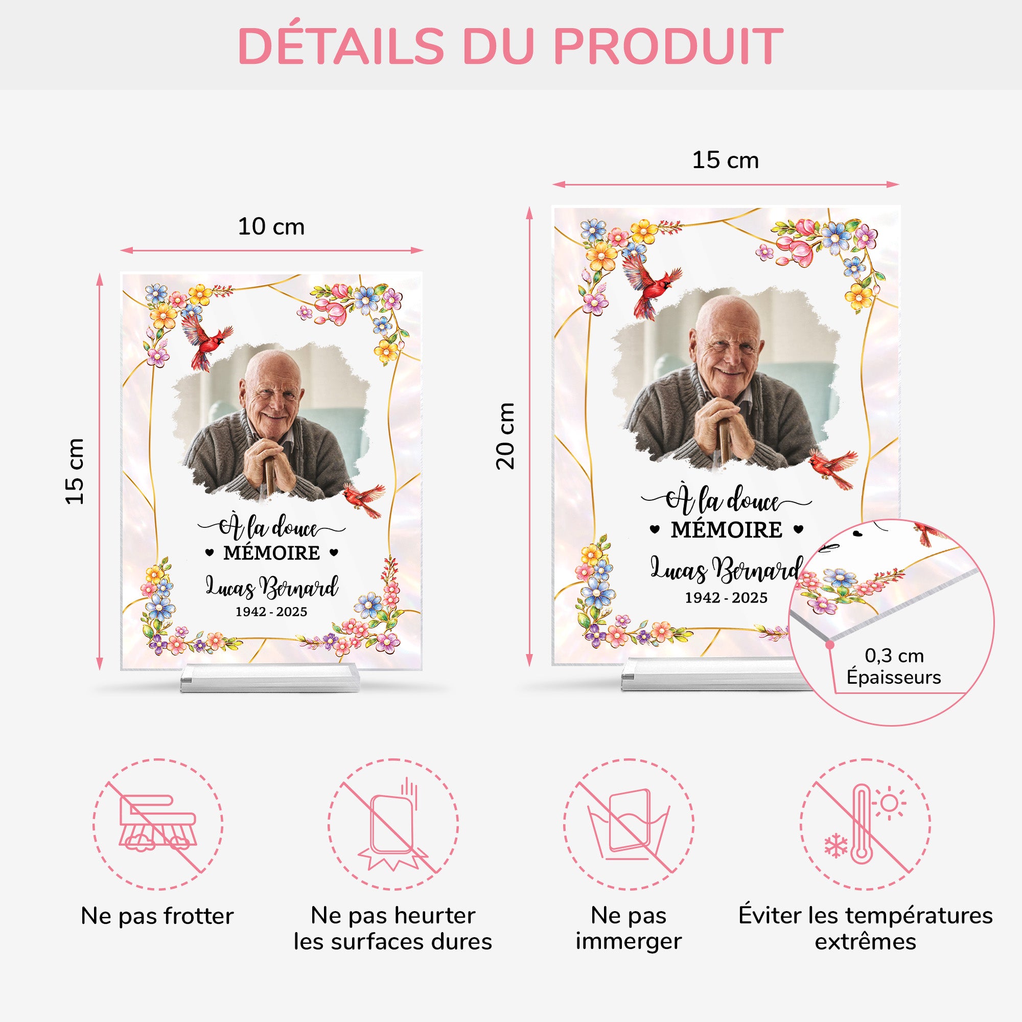 7833RFR4 maman papa pour toujours plaque en acrylique personnalisee photo commemorative avec support 7833rtqaa