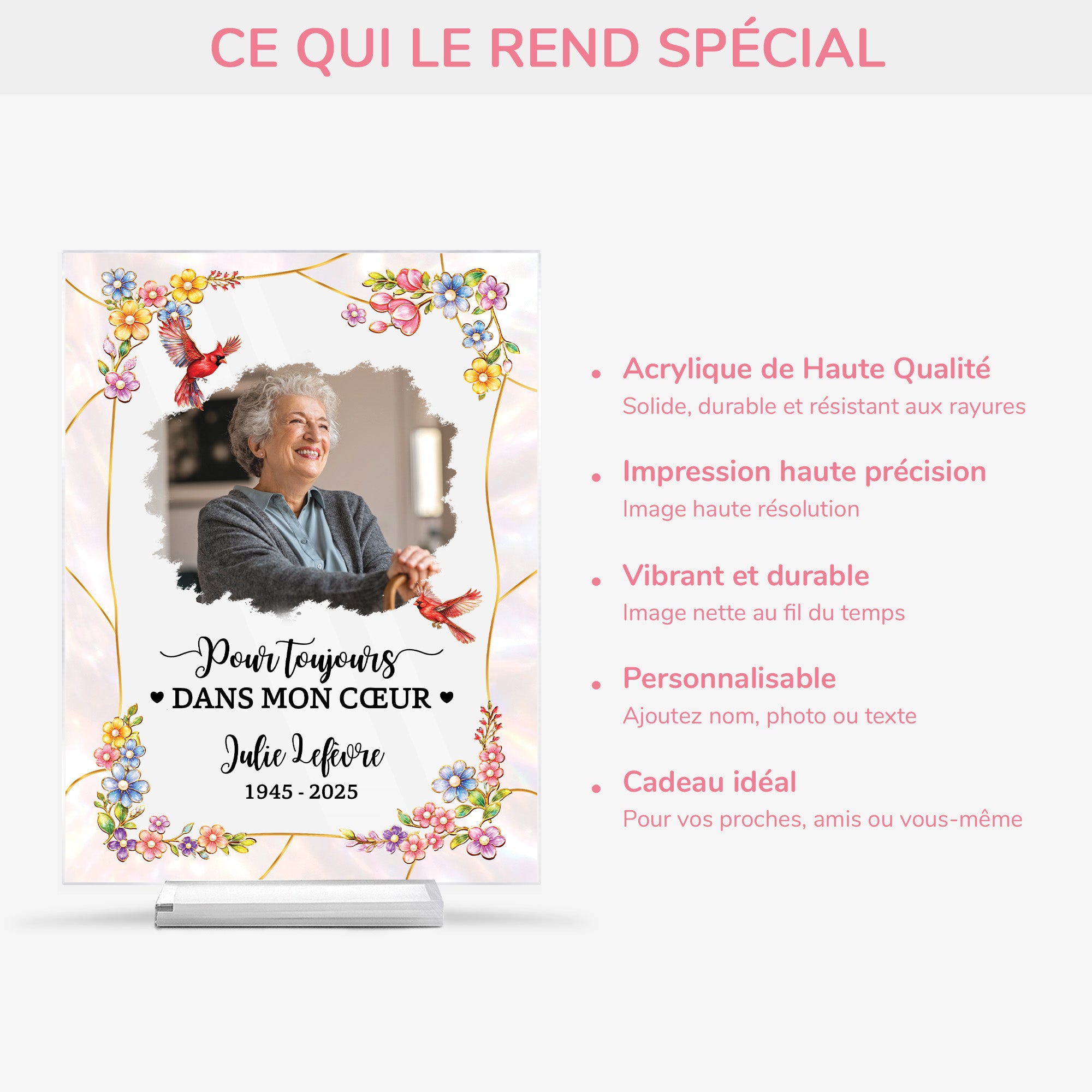 7833RFR5 maman papa pour toujours plaque en acrylique personnalisee photo commemorative avec support 7833rtqaa