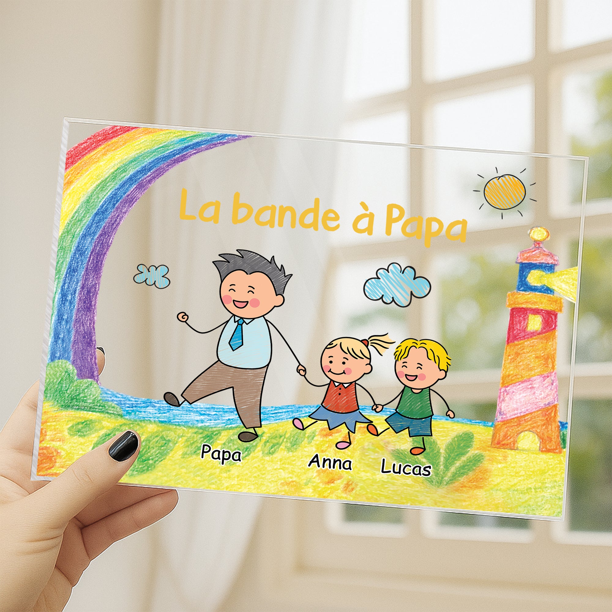 7834RFR3 plaque en acrylique personnalisee avec support bande a maman papa avec dessin denfant 7834rtpta