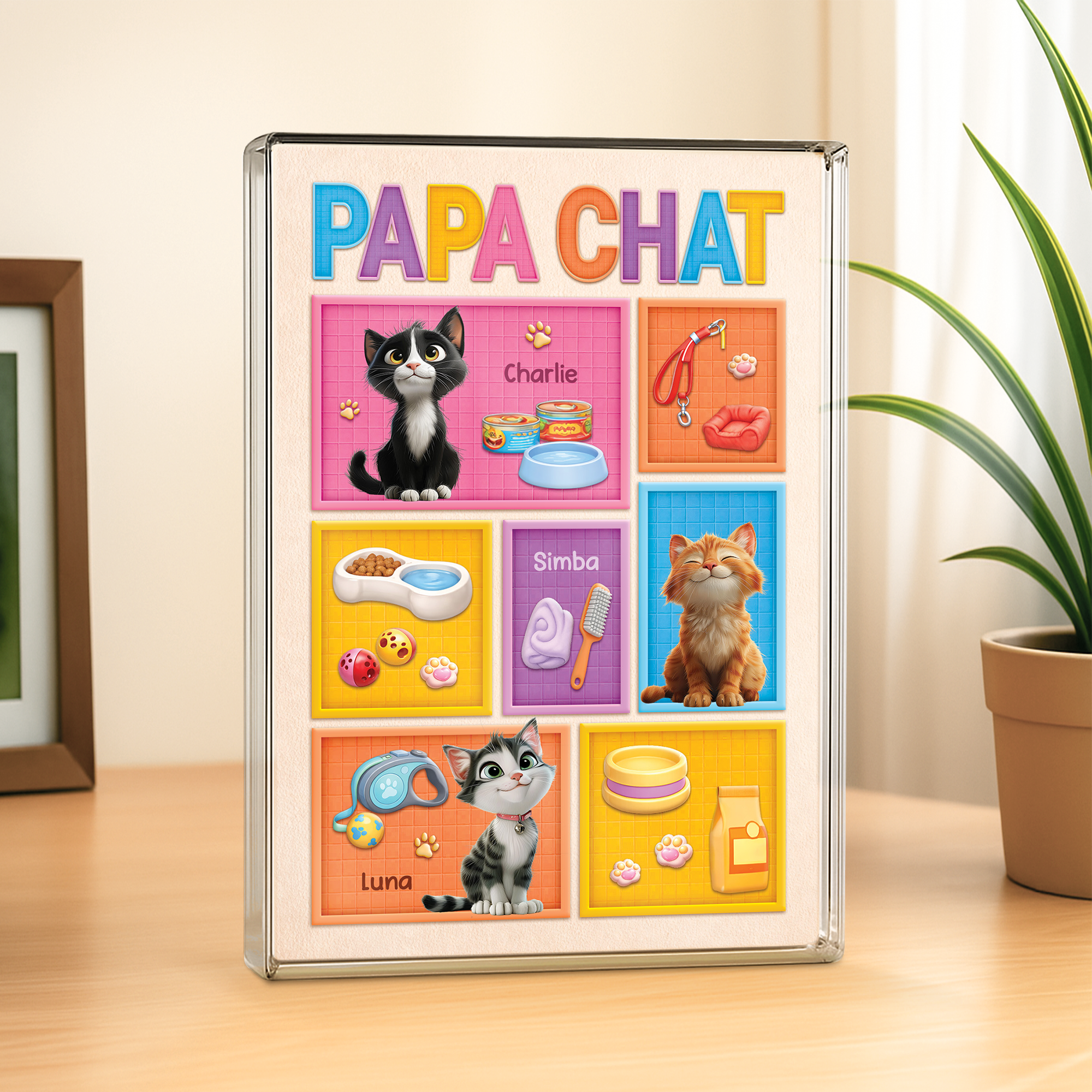 7835RFR2 plaque en acrylique personnalisee rectangulaire maman chat 7835r6xmd