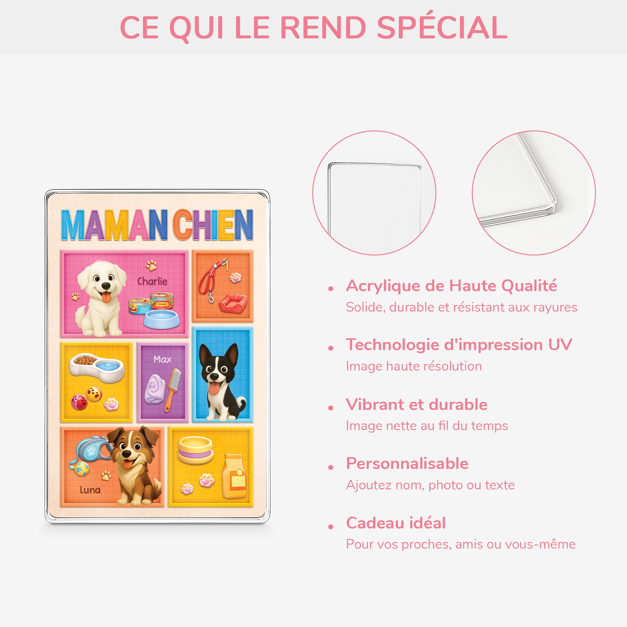 7835RFR4 plaque en acrylique personnalisee rectangulaire papa chien 7835r6xmc