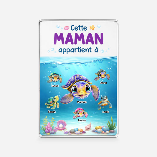 7837RFR1 plaque en acrylique personnalisee rectangulaire avec tortue papa maman appartient a 7837r6vwa_4