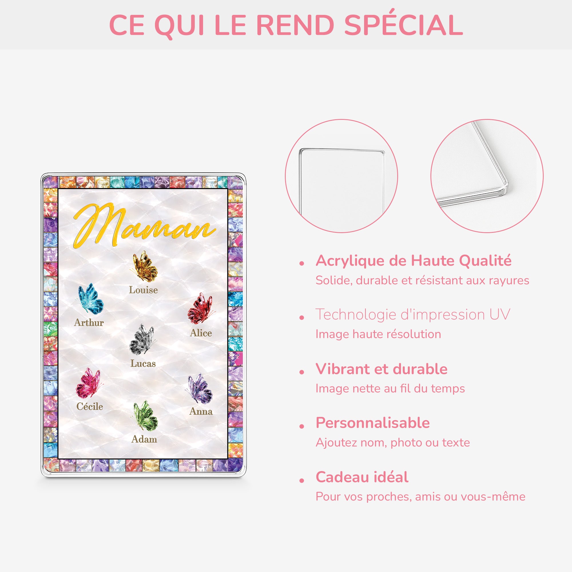 7840RFR4 plaque en acrylique personnalisee rectangulaire cadeau pour ma mamie maman 7840r6lna