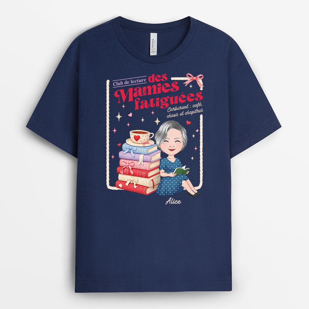 7843AFR2 t shirt personnalise maman mamie amoureuse des livres club des mamans fatiguees 7843a6vna