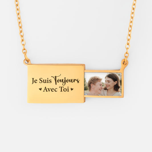 7853JFR1 collier photo personnalise commemoratif cadeau maman et papa toujours avec toi 7853j3pca