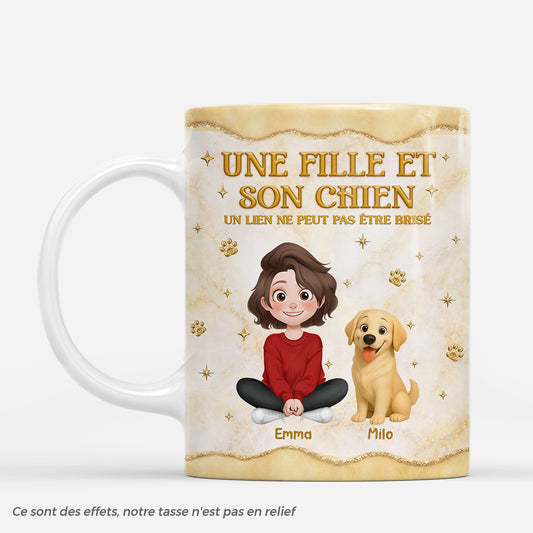 7879MFR1 effet dimpression 3d femme avec son joli chien mug personnalise chien 7879mcpzc