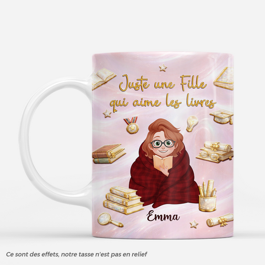 7897MFR1 effet dimpression 3d mug personnalise femme qui aime les livres 7897msfma