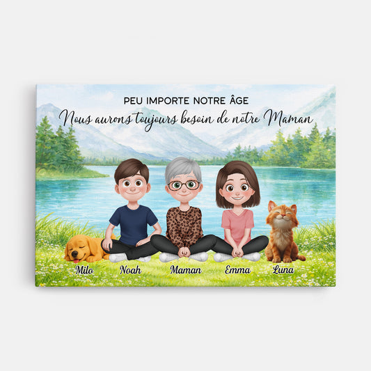 7904CFR1 toile personnalisee famile et animaux toujours besoin de notre maman et papa 7904c8pza