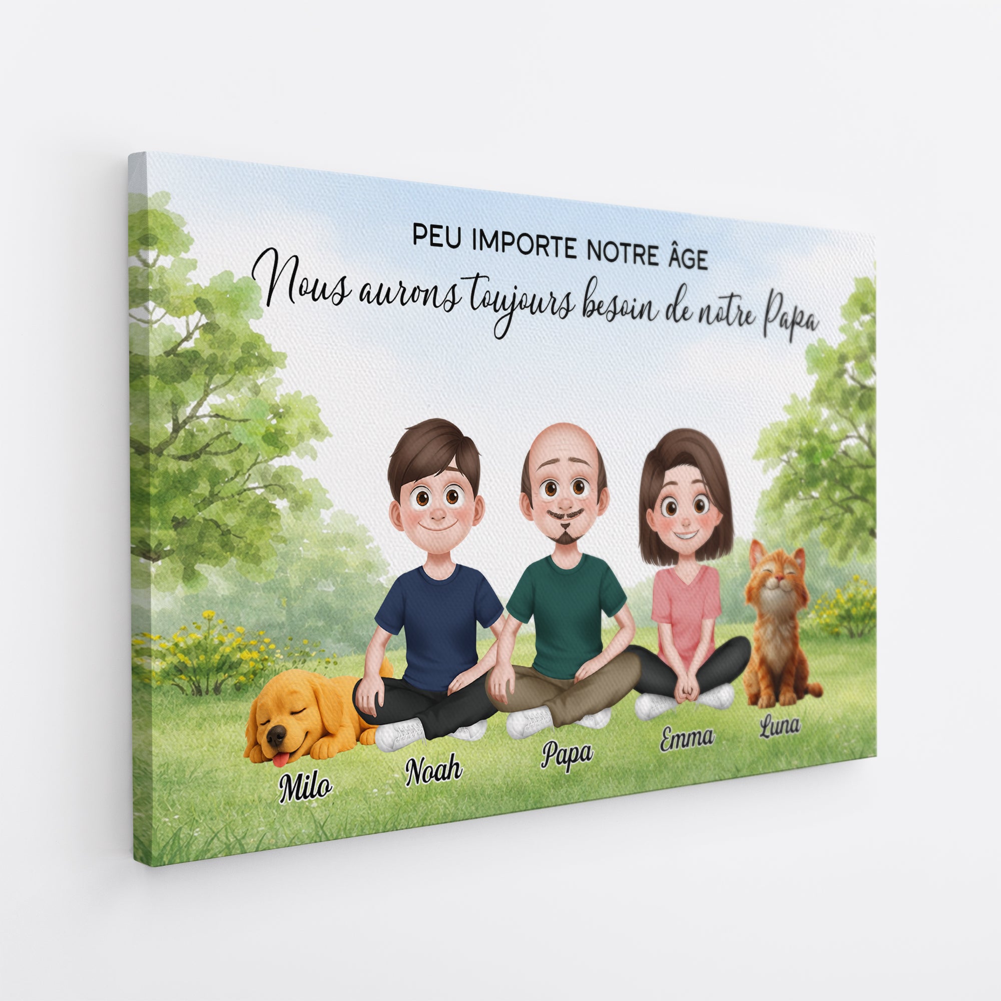 7904CFR2 toile personnalisee famile et animaux toujours besoin de notre maman et papa 7904c8pza