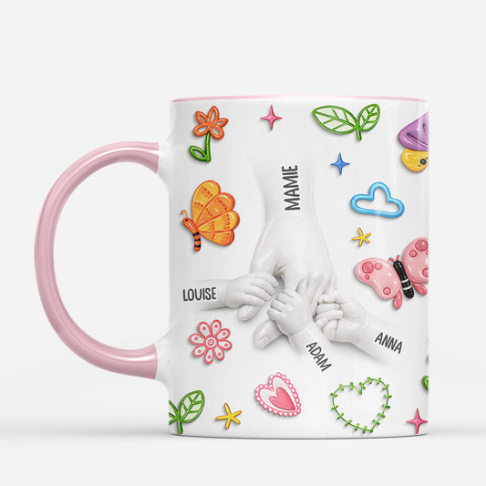 7907MFR2 effet dimpression 3d mug personnalise maman mamie avec fleur tenir sa main 7907m6pna