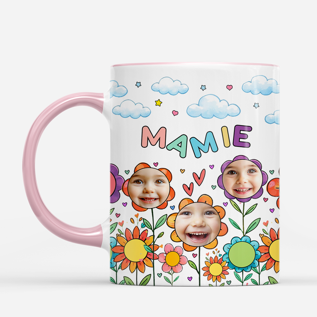 7931MFR2 mug personnalise papy mamie avec photo ses jolies fleurs 7931mtfhb