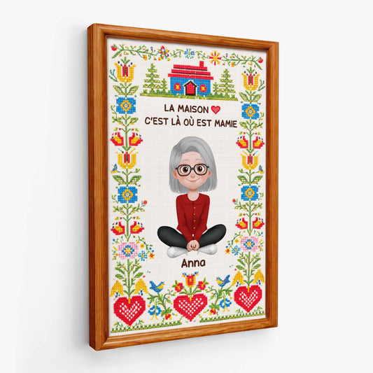 7975CFR1 toile personnalisee mamie maman maison cest la ou est maman 7975ccvca_2