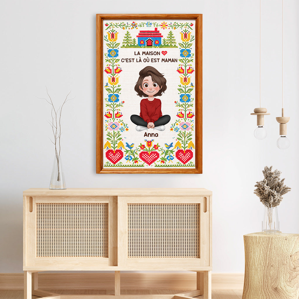 7975CFR1 toile personnalisee mamie maman maison cest la ou est maman 7975ccvca_3
