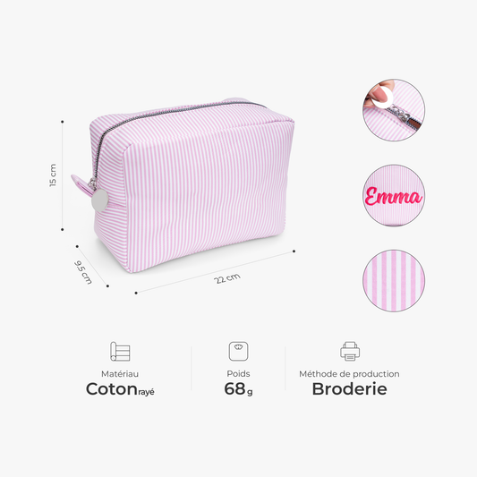 7982AFR2 trousse a maquillage personnalisee rayee avec prenom brode cadeau pour femme utile_ 7982ab0p5a
