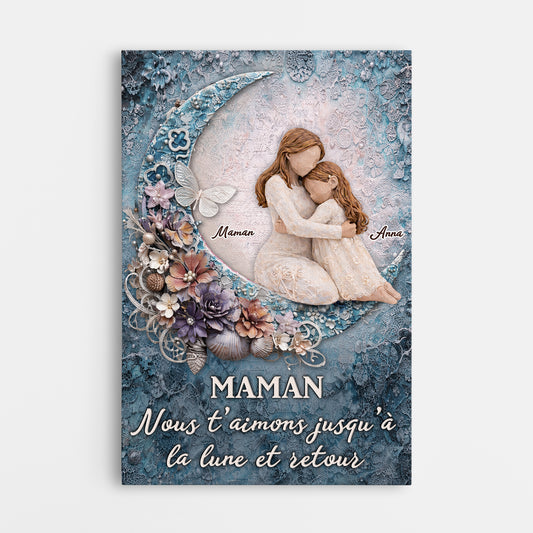 8006CFR1 toile personnalisee maman papa enfant je taime jusqua la lune 8006c6pwa