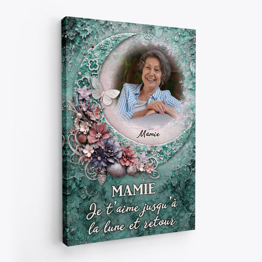 8006CFR2 toile personnalisee maman papa enfant je taime jusqua la lune 8006c6pwa