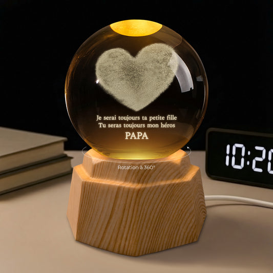 8088LFR1 veilleuse boule de cristal 3d personnalisee maman papa mon heros 8088l8fwb