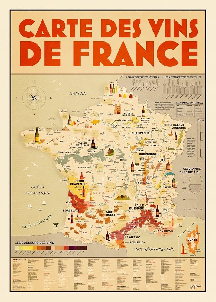 Affiche de la carte des Vins de France