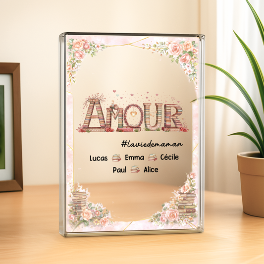 8134RFR2 plaque en acrylique personnalisee rectangulaire amour pour maman mamie 8134rthca