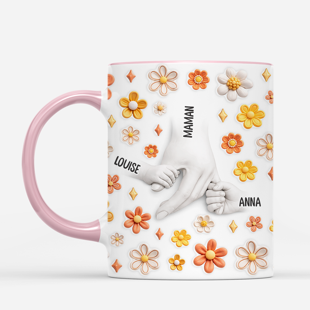 8151MFR2 effet dimpression 3d mug personnalise mamie maman tenir la main de maman 8151msfca