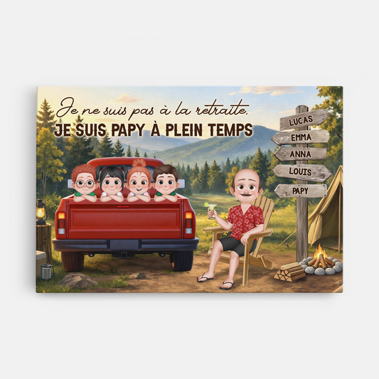 8160CFR1 toile personnalisee famille cadeau retraite papy mamie a plein temps 8160csxwa