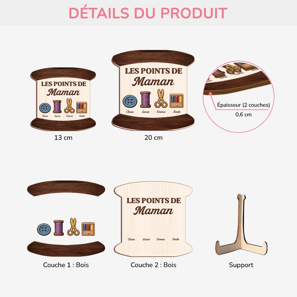 8175QFR3 plaque en bois personnalisable_ points de couture de maman mamie 8175qclma