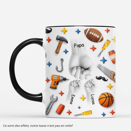 8189MFR1 effet dimpression 3d mug personnalisable papa papy cadeau papa enfant sport 8189mtfab