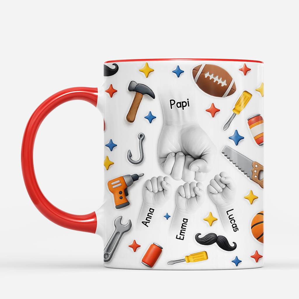 8189MFR2 effet dimpression 3d mug personnalisable papa papy cadeau papa enfant sport 8189mtfab