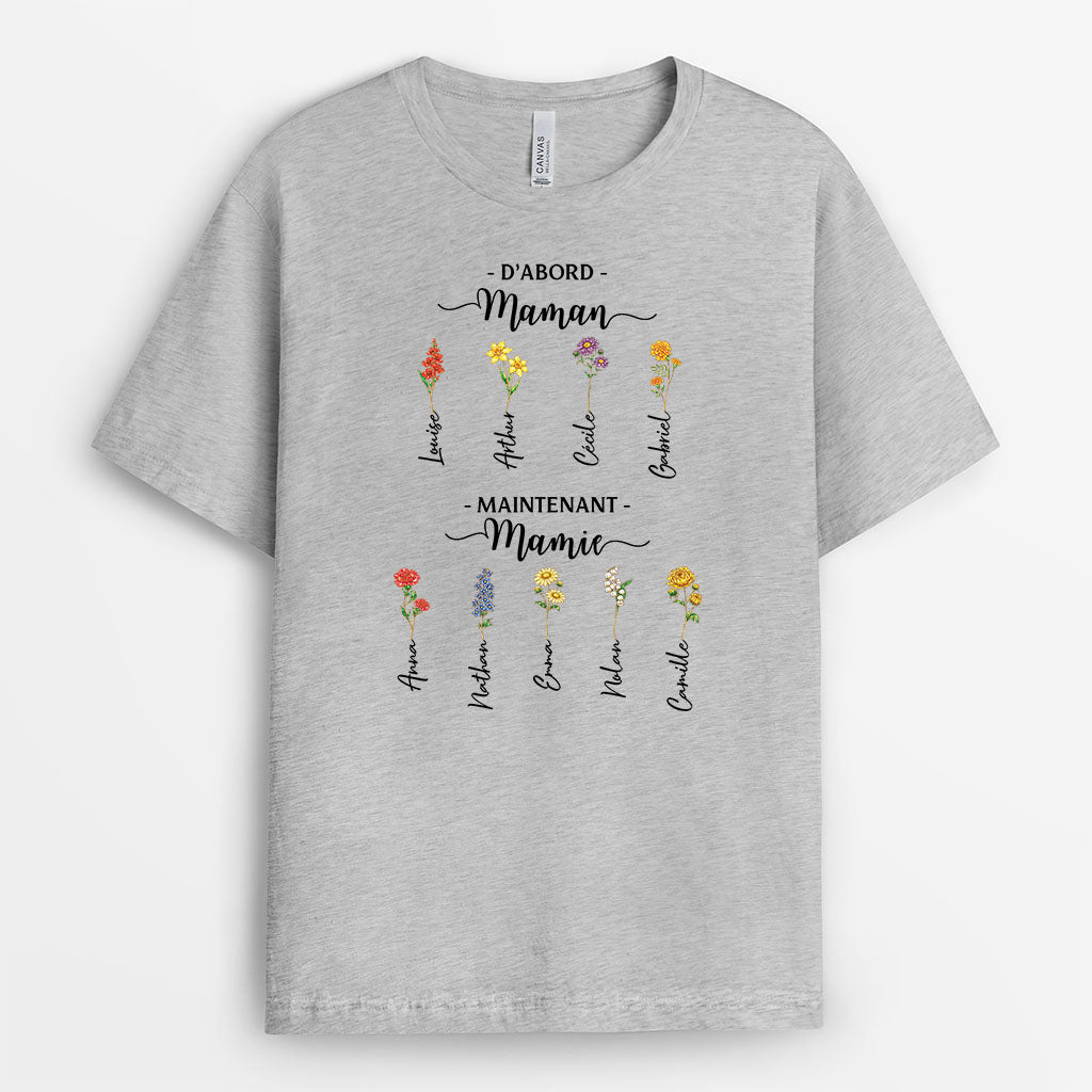 8192AFR1 tee shirt personnalisable dabord maman ensuite mamie avec jardin de fleur 8192a8v5a_2