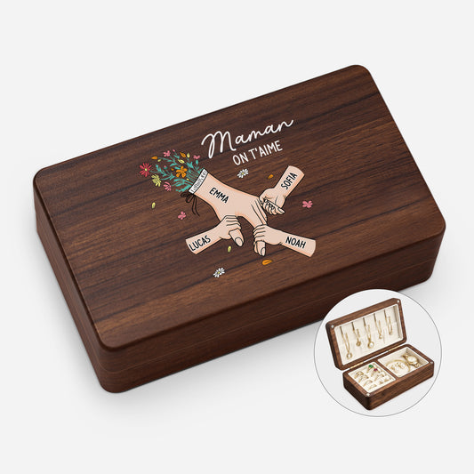 8227AFR1 boite a bijoux personnalisee en bois_ maman mamie main dans la main 8227aj6paa