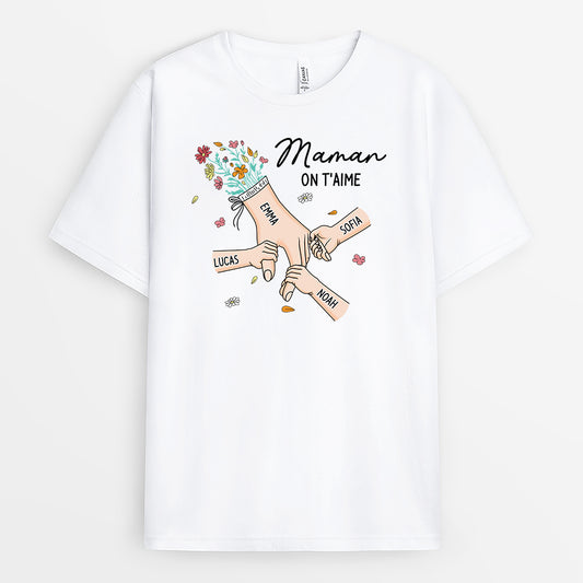 8227AFR1 t shirt personnalise maman mamie main dans la main 8227a6paa