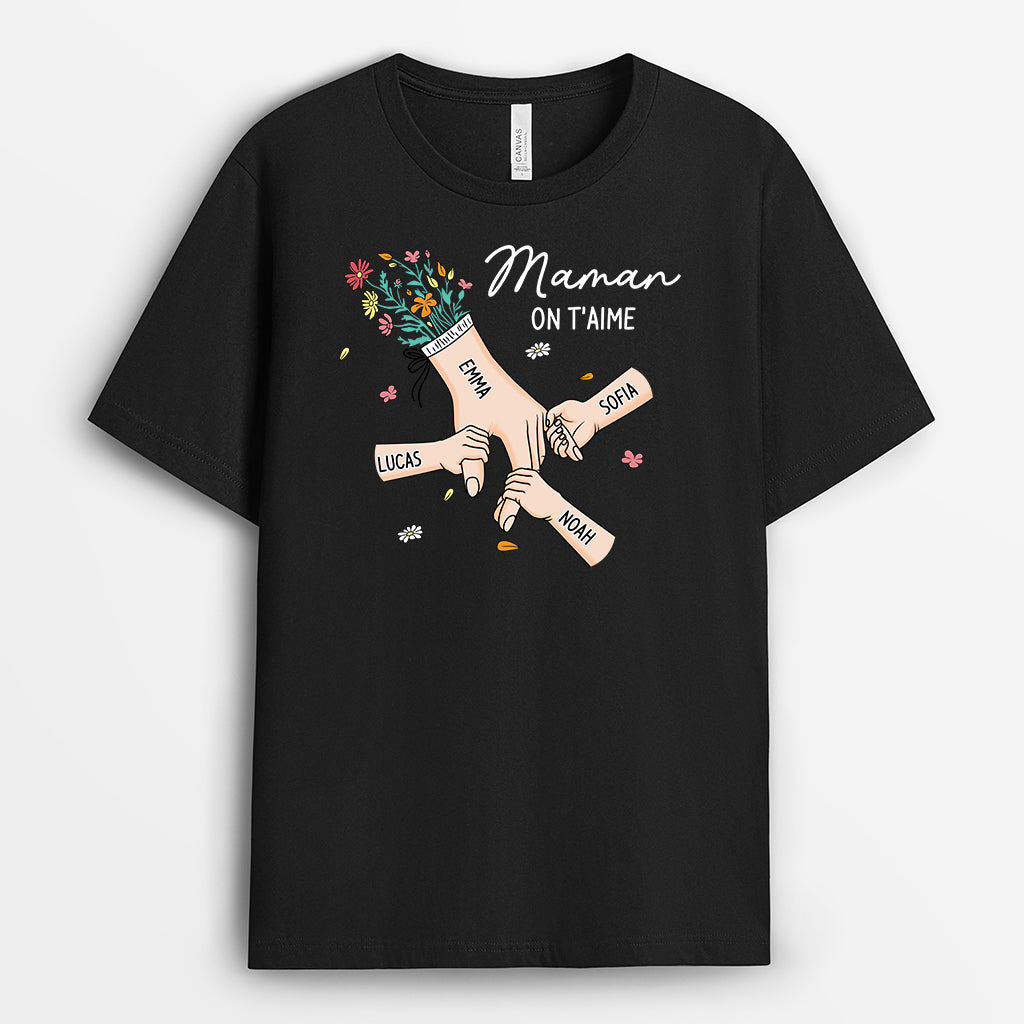 8227AFR1 tee shirt personnalise maman mamie main dans la main avec enfants 8227a6paa