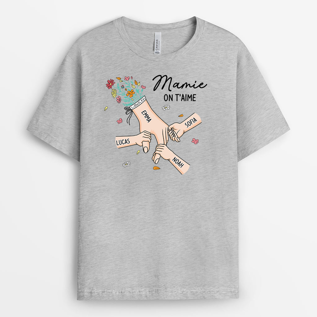 8227AFR2 t shirt personnalise maman mamie main dans la main 8227a6paa